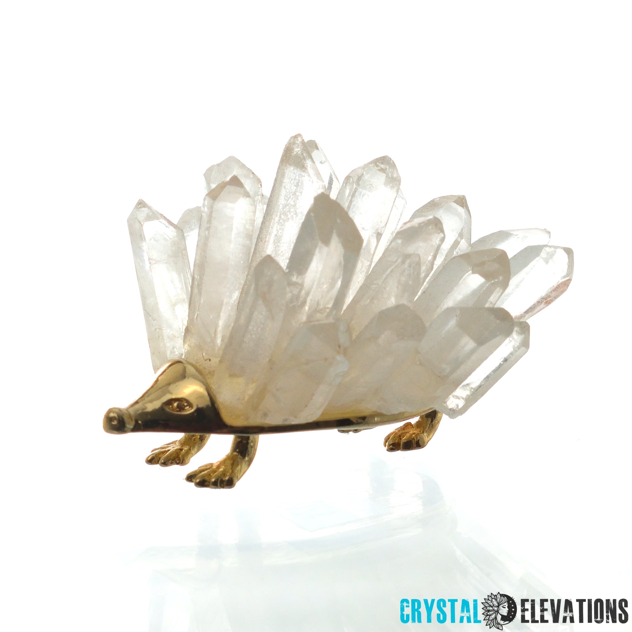 Clear Quartz Gold Hedgehog Décor Piece