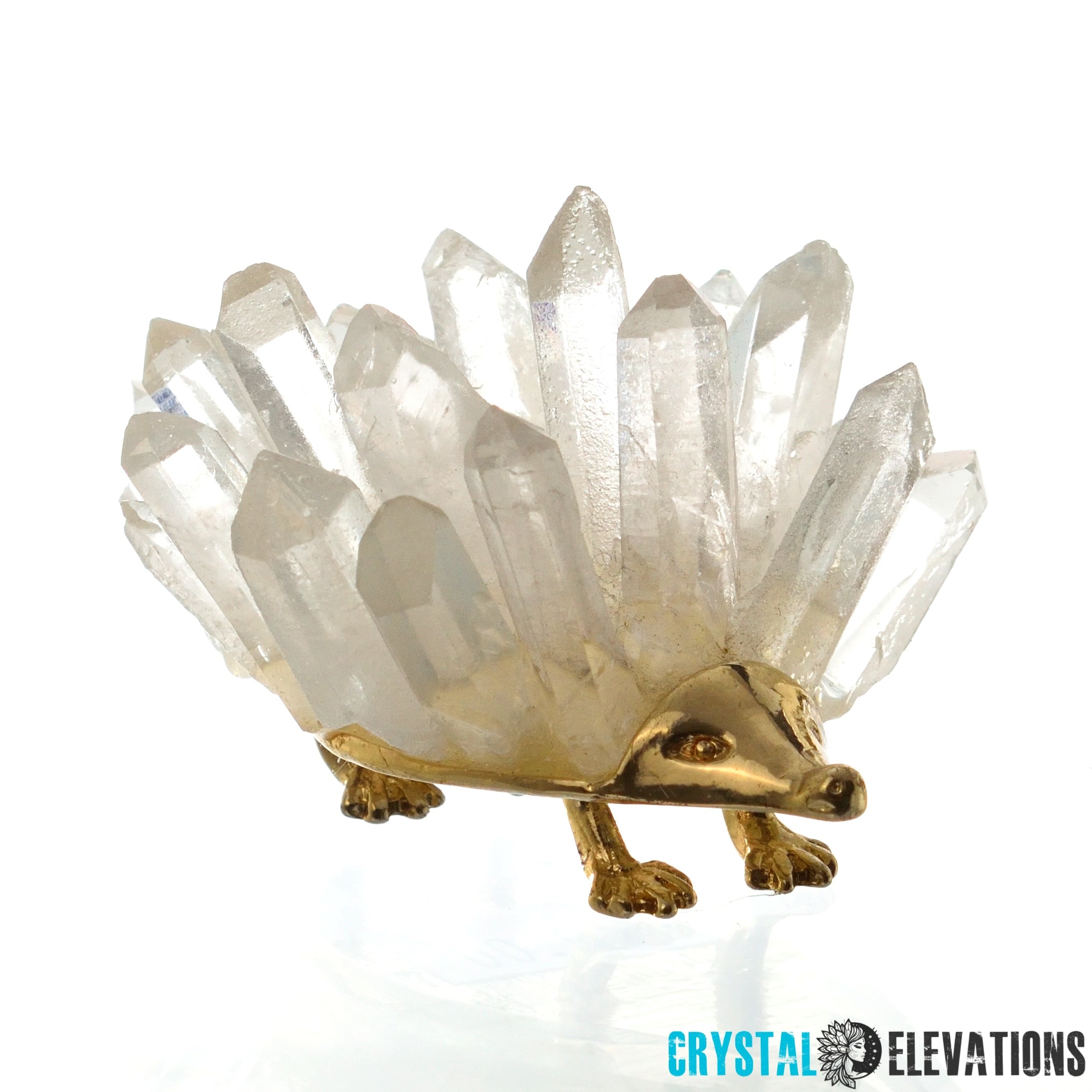 Clear Quartz Gold Hedgehog Décor Piece