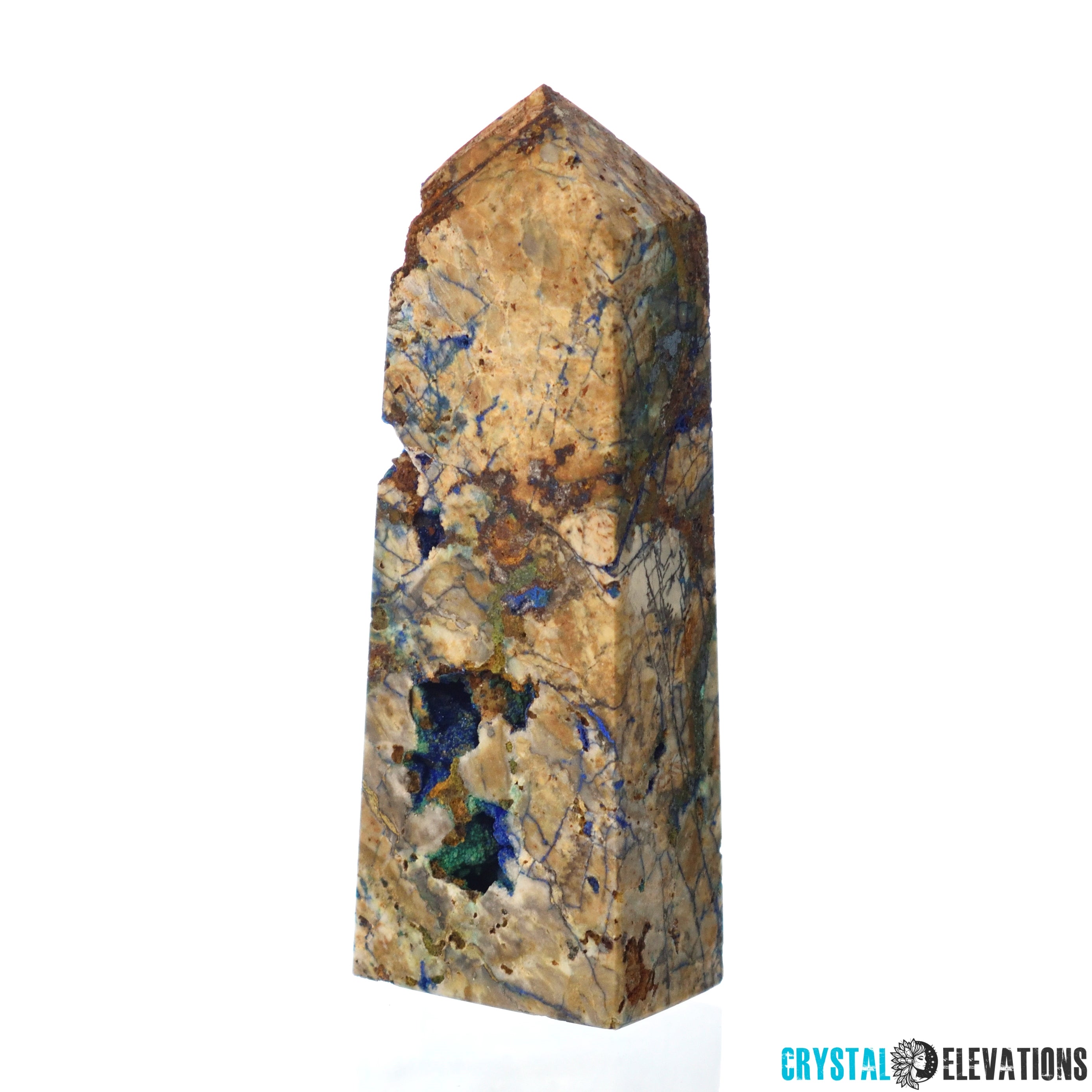 Jasper Tower with Azurite Vugs - 5.25" Height