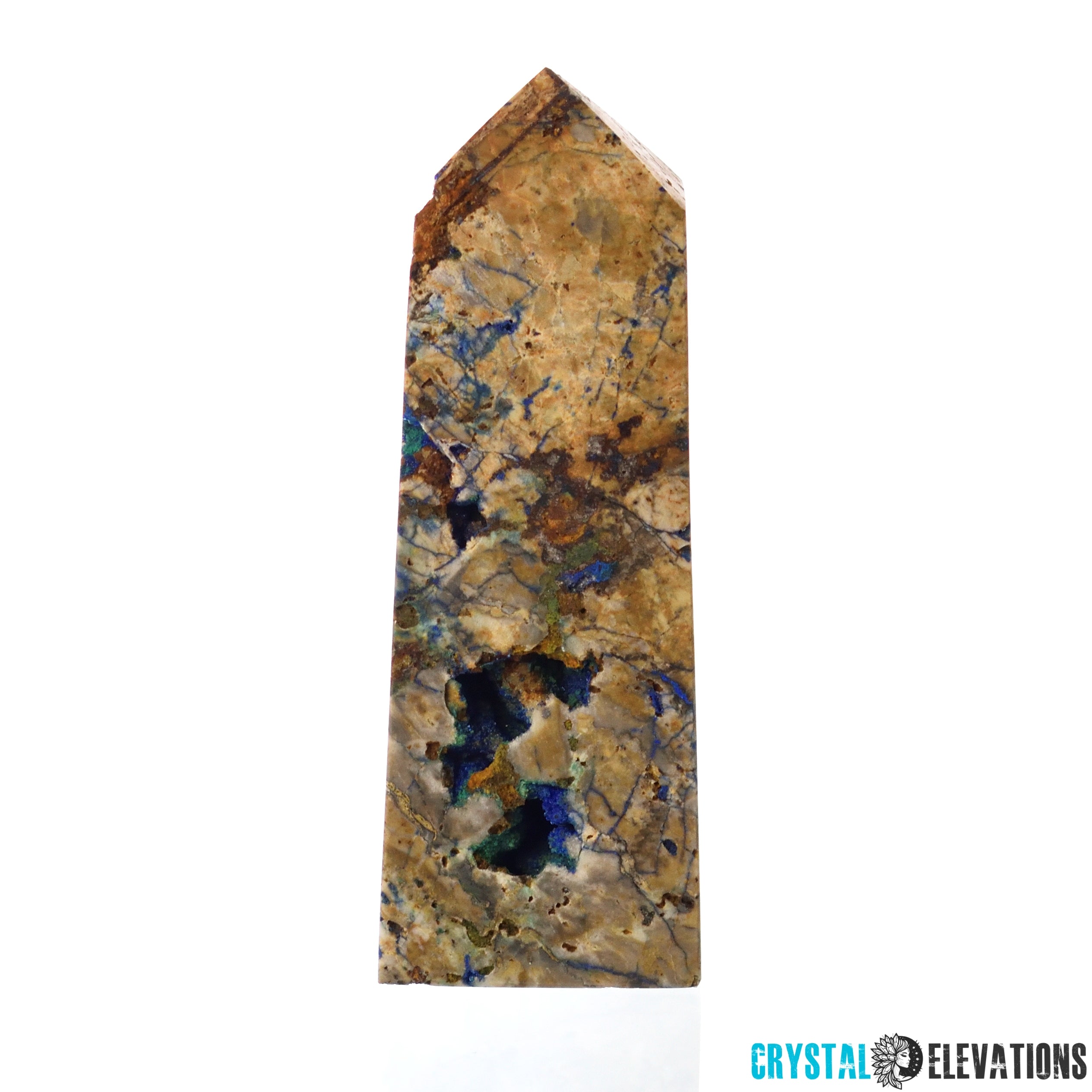 Jasper Tower with Azurite Vugs - 5.25" Height