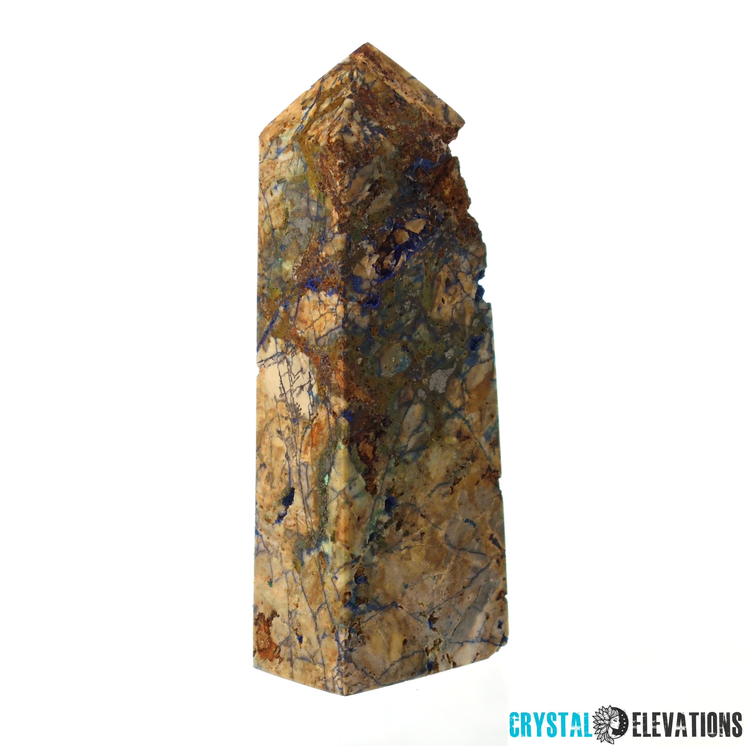 Jasper Tower with Azurite Vugs - 5.25" Height