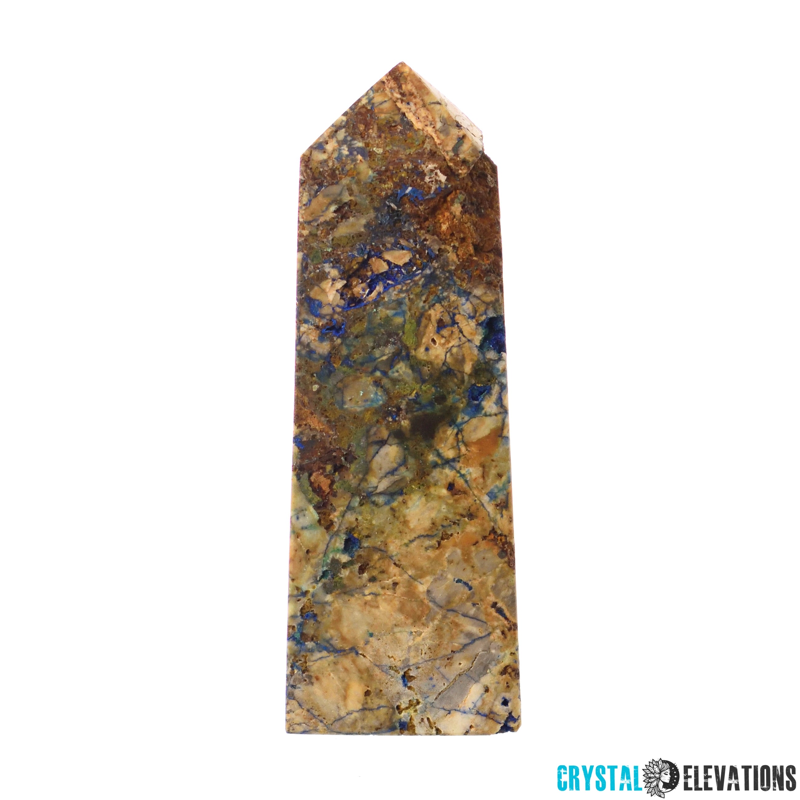 Jasper Tower with Azurite Vugs - 5.25" Height