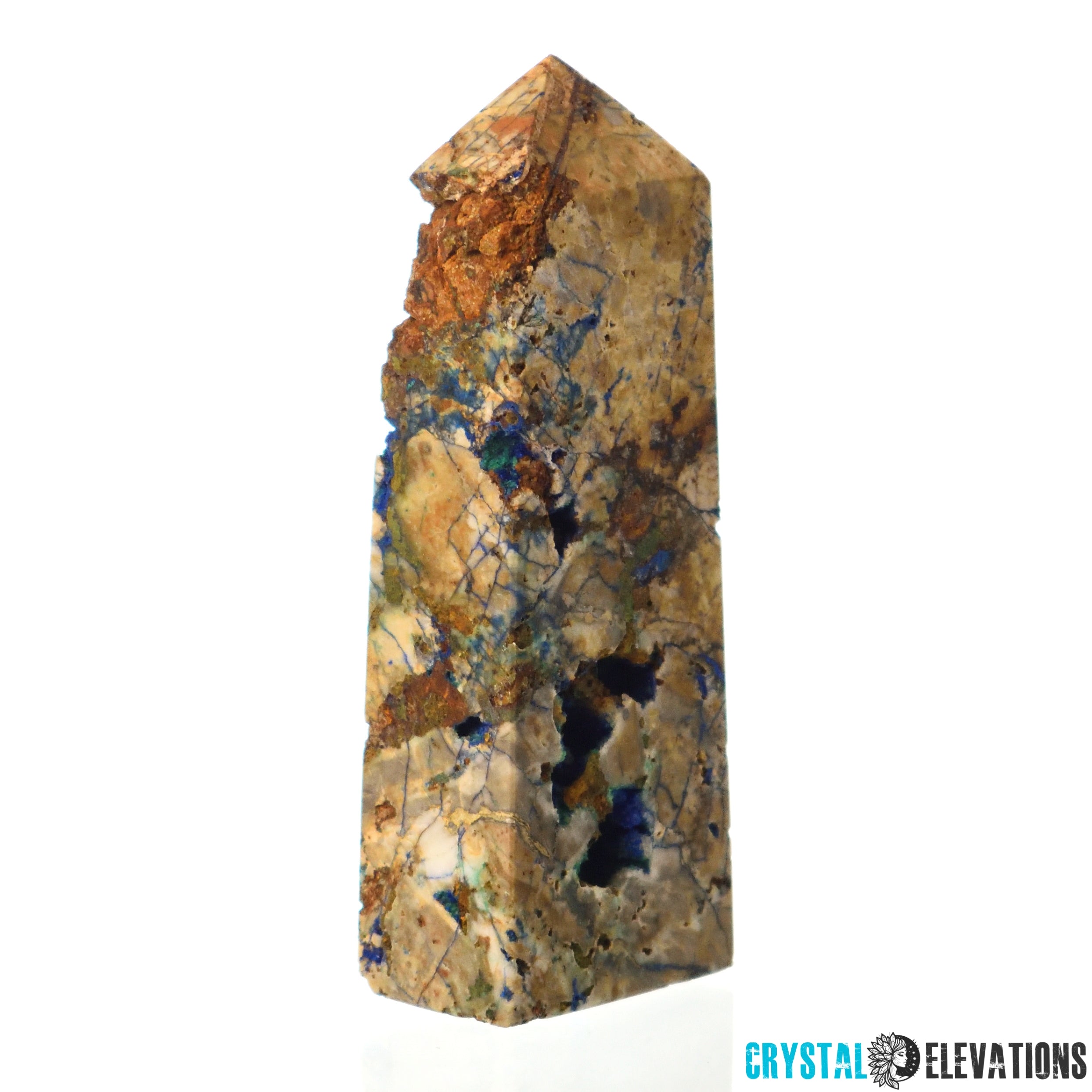 Jasper Tower with Azurite Vugs - 5.25" Height