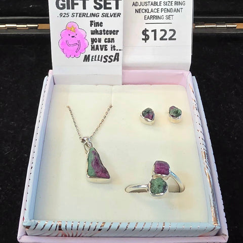 Ruby in Zoisite .925 Sterling Silver Gift Set