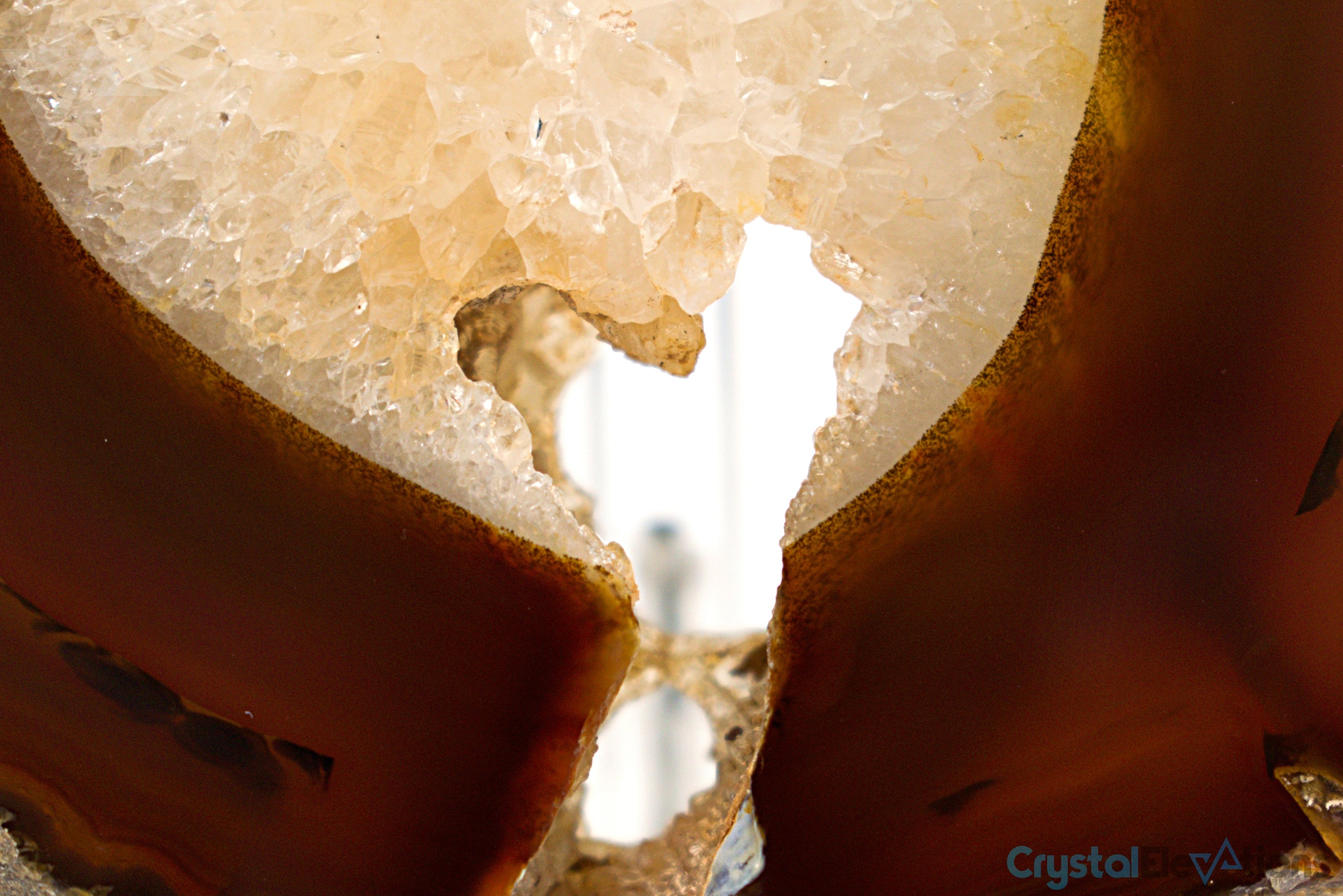 Carnelian Agate Banded Geode Slab Slice with Natural Heart Cave