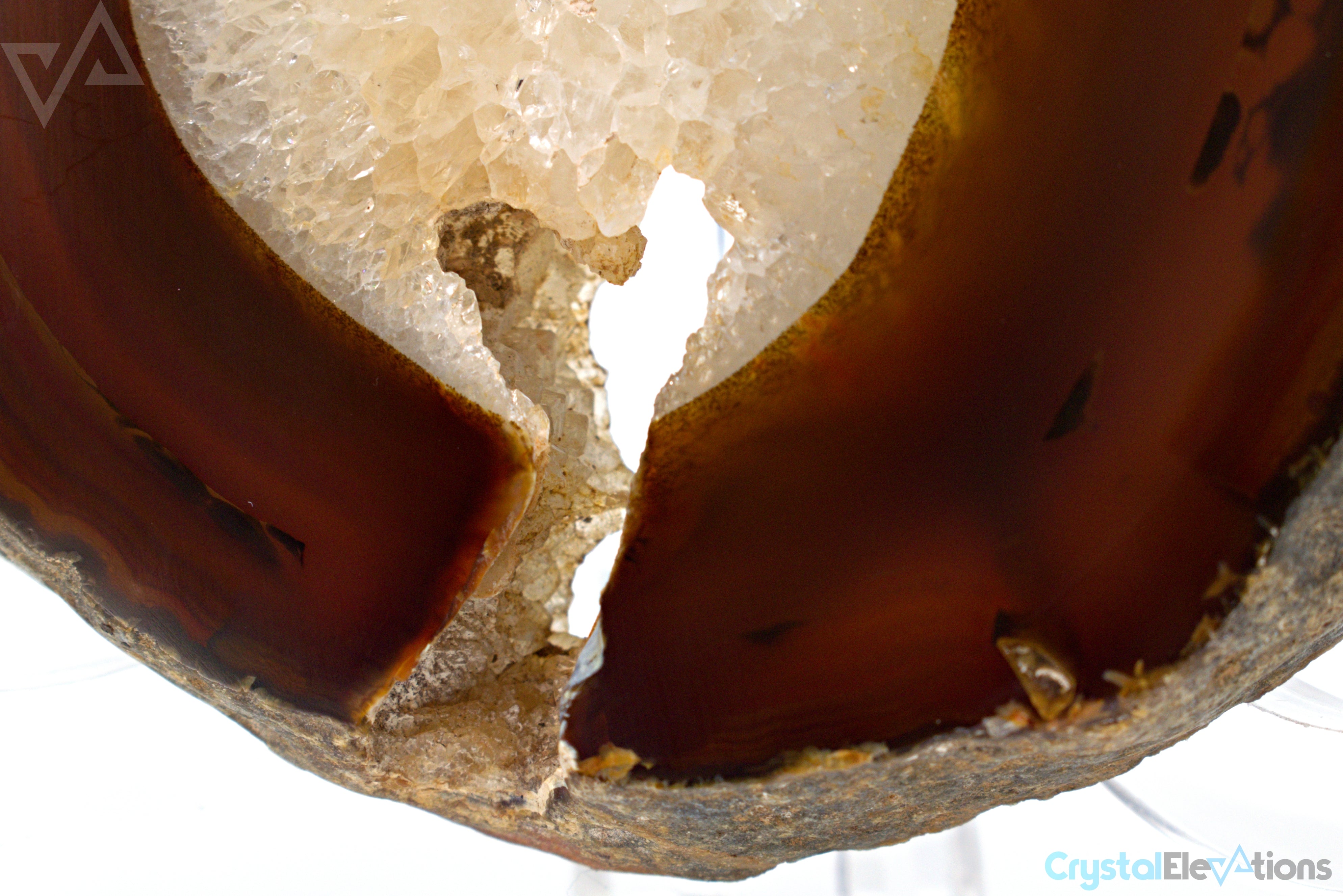 Carnelian Agate Banded Geode Slab Slice with Natural Heart Cave