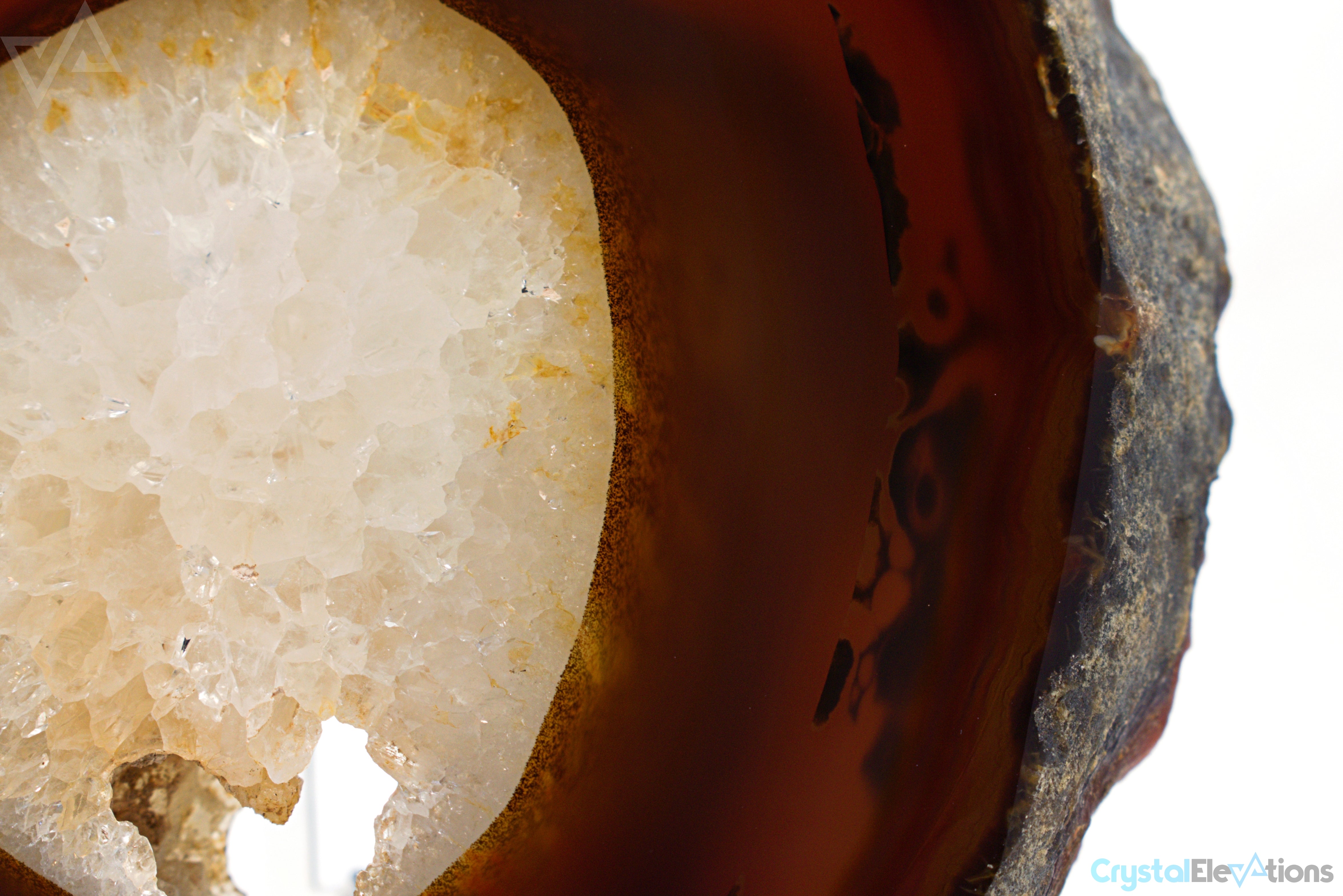 Carnelian Agate Banded Geode Slab Slice with Natural Heart Cave