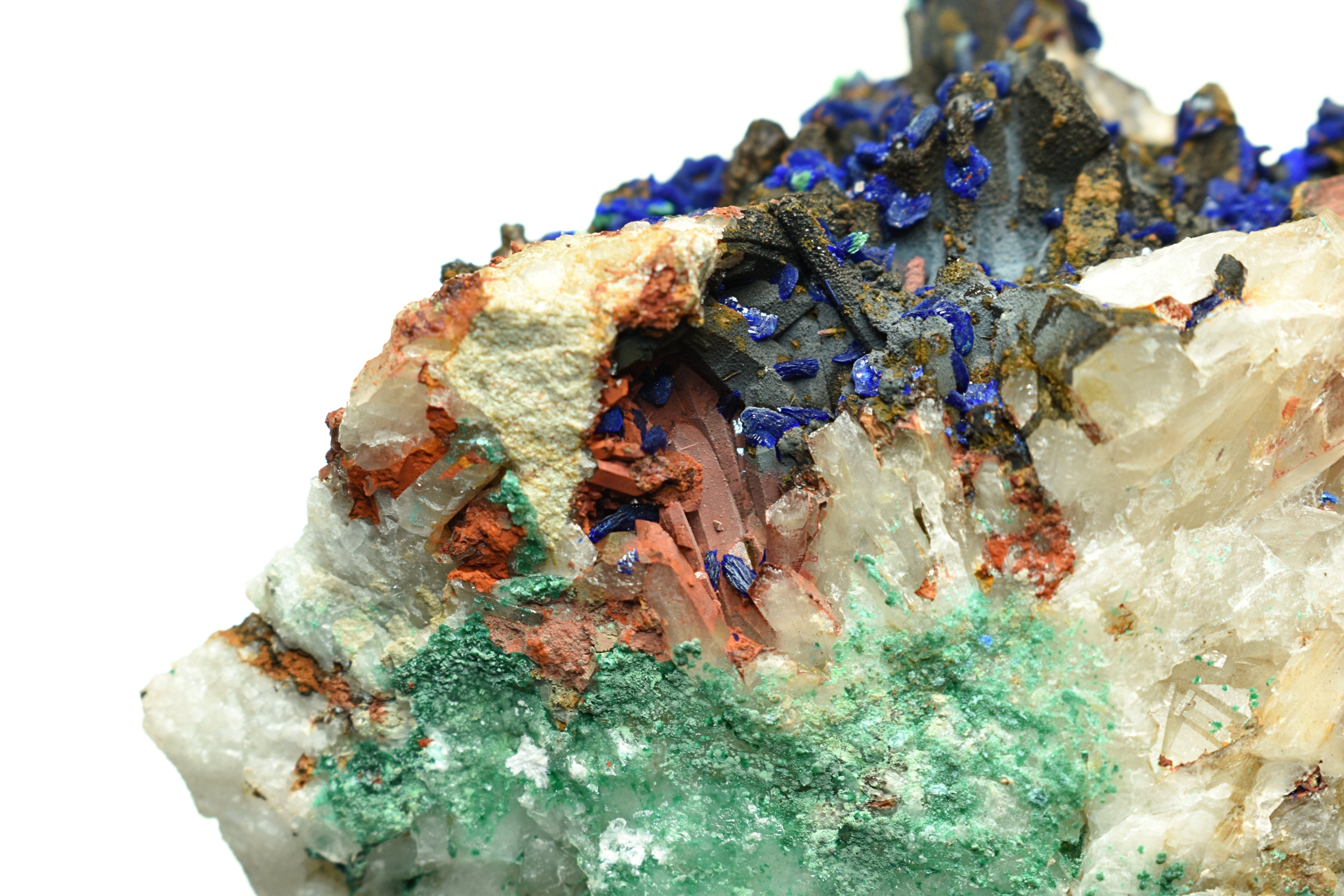 Azurite, Malachite, Black Tourmaline & Quartz Matrix - 20.87 oz