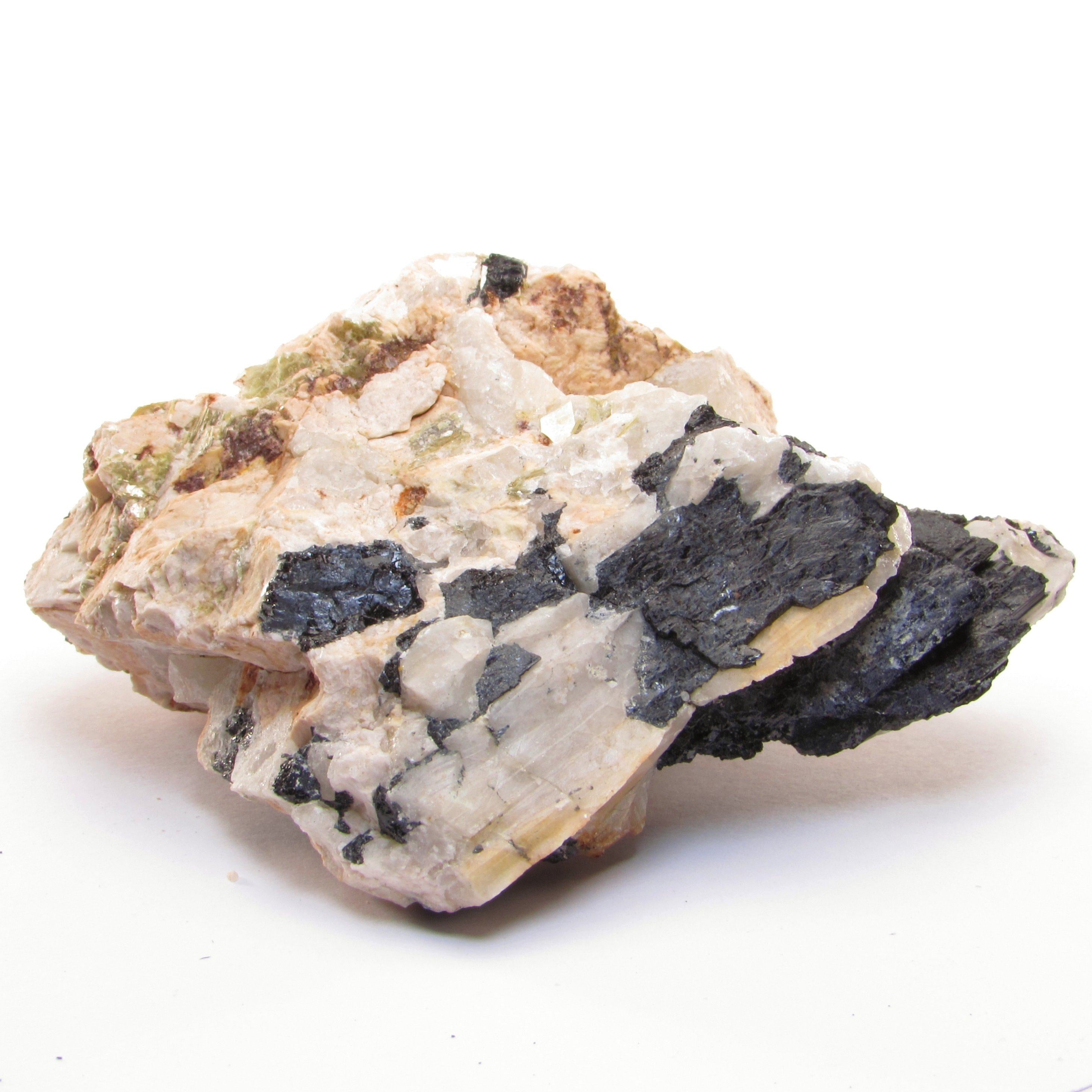 Black Tourmaline and White Quartz with Mica in Matrix