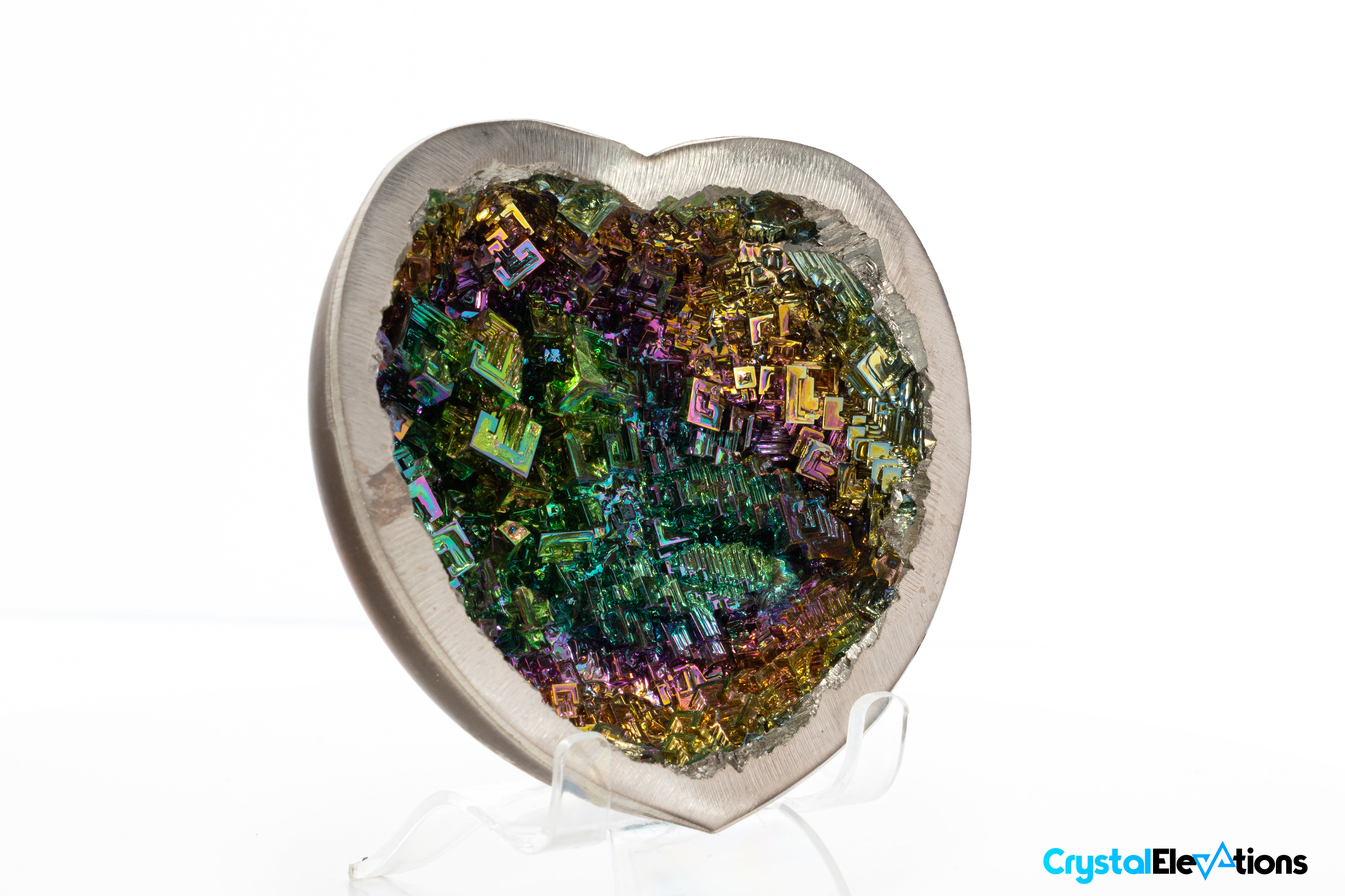 1.35 lb Heart Shaped Bismuth Rainbow Crystal Bowl