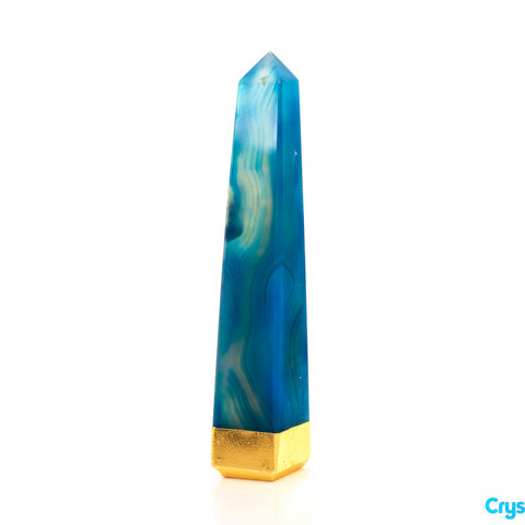 Blue Dyed Agate Obelisk 4.9 in. Clearanced