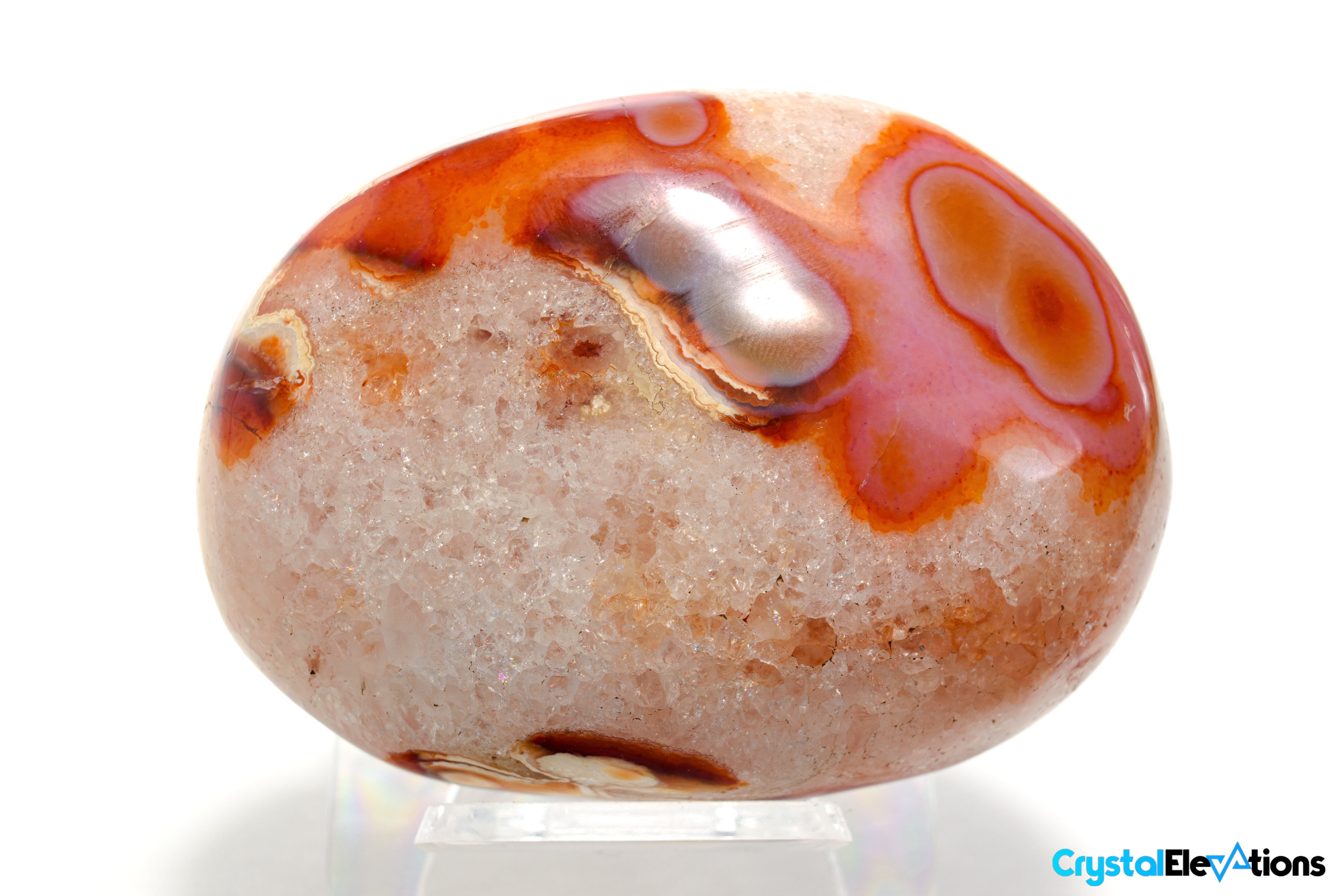 Red Carnelian Agate Quartz Tumbled Geode Palmstone