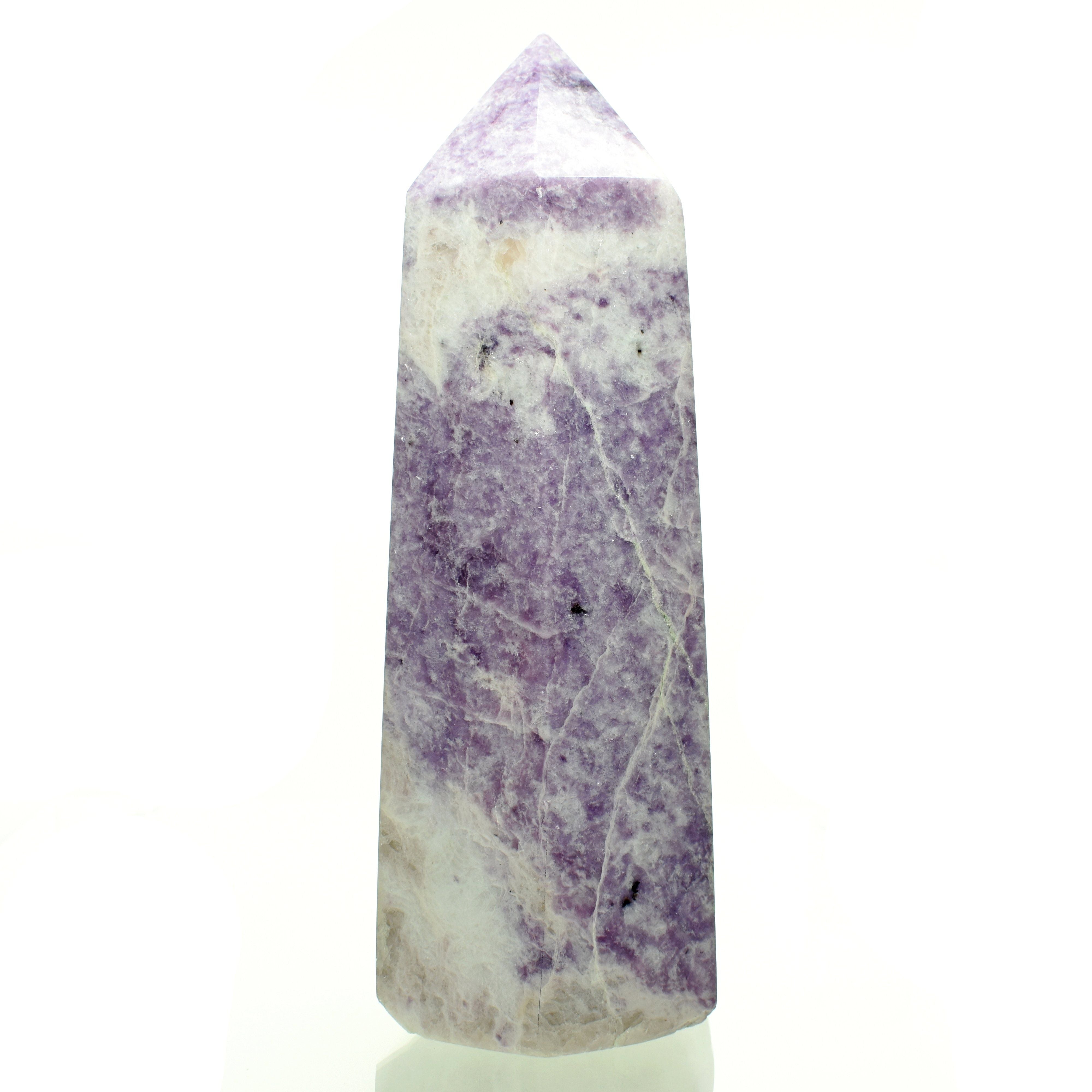 Lepidolite with Quartz Tower & Peach Moonstone Inclusion - 6.5 in.