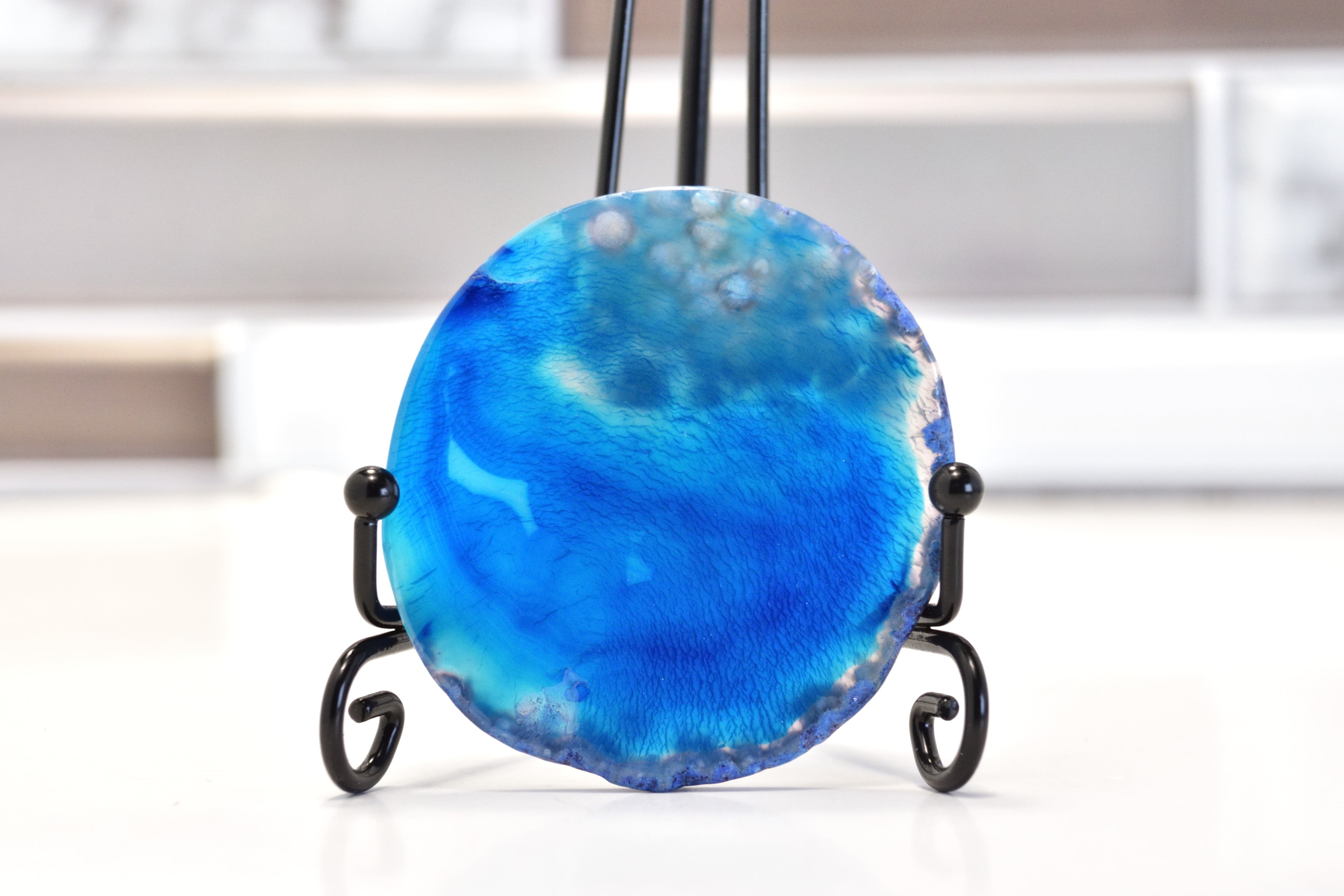 Blue Dyed Agate Medallion Slice