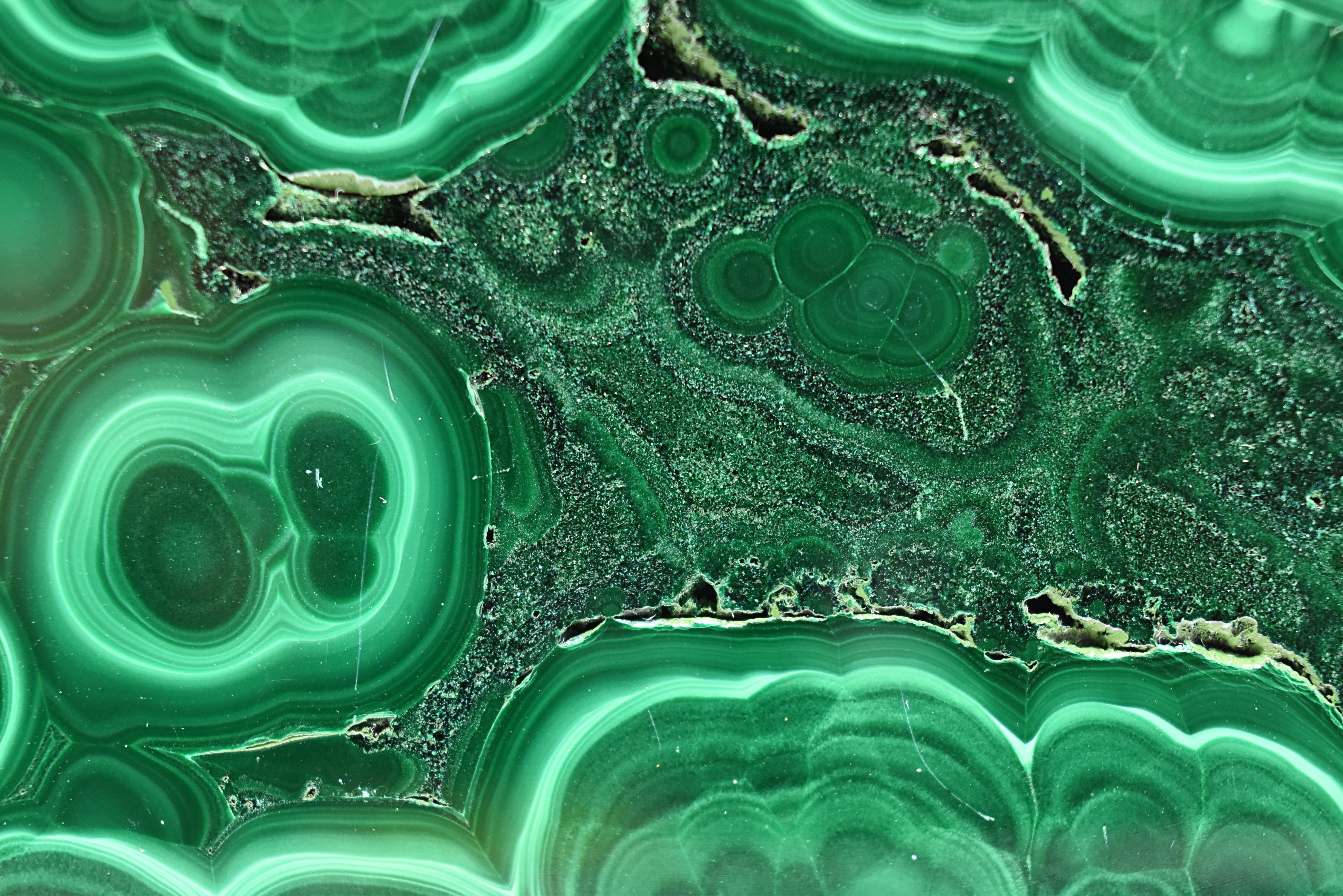 Malachite Slab Exquisite Botryoidal Patterns With Druzy Caverns