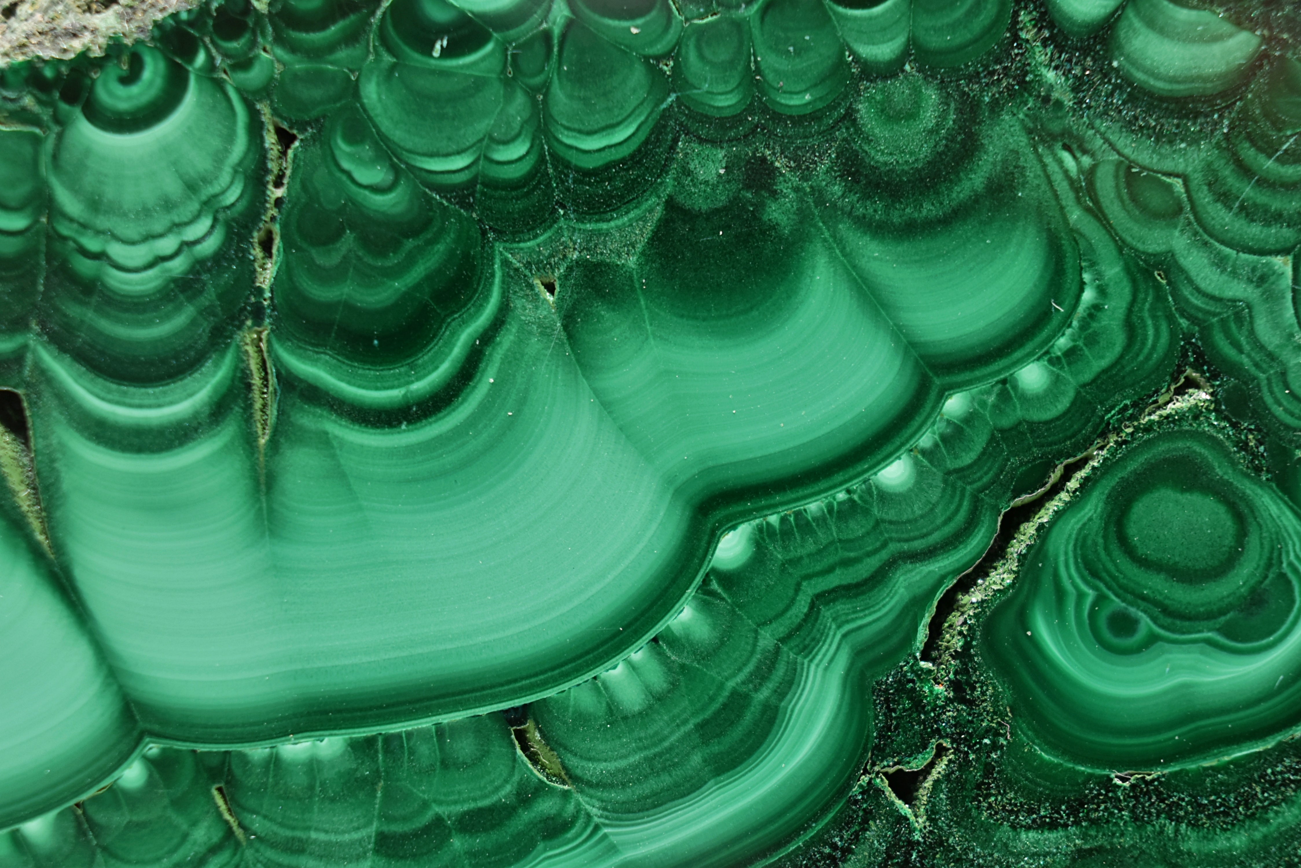 Malachite Slab Exquisite Botryoidal Patterns With Druzy Caverns