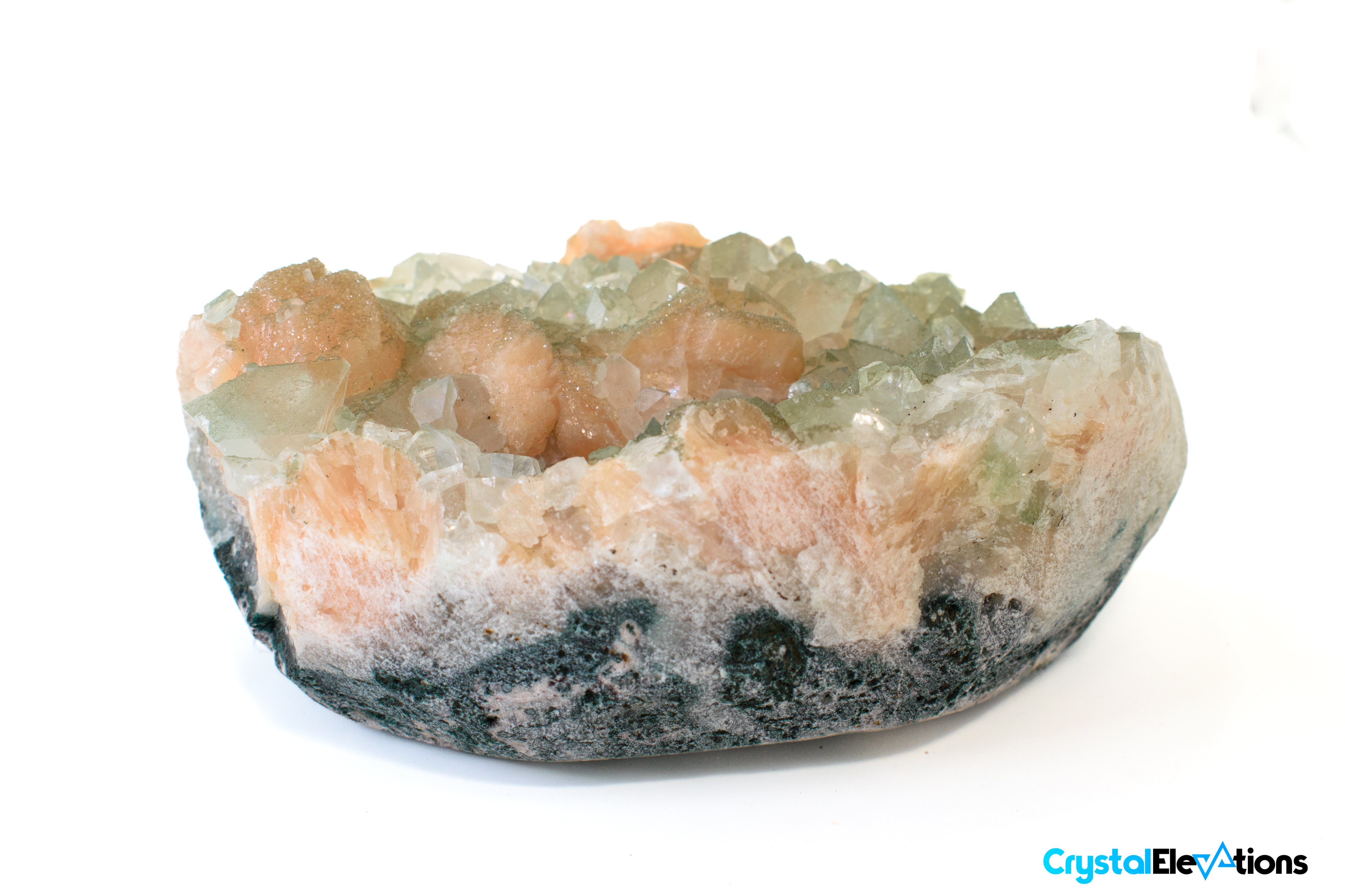 Green Apophyllite & Peach Stillbite Cluster