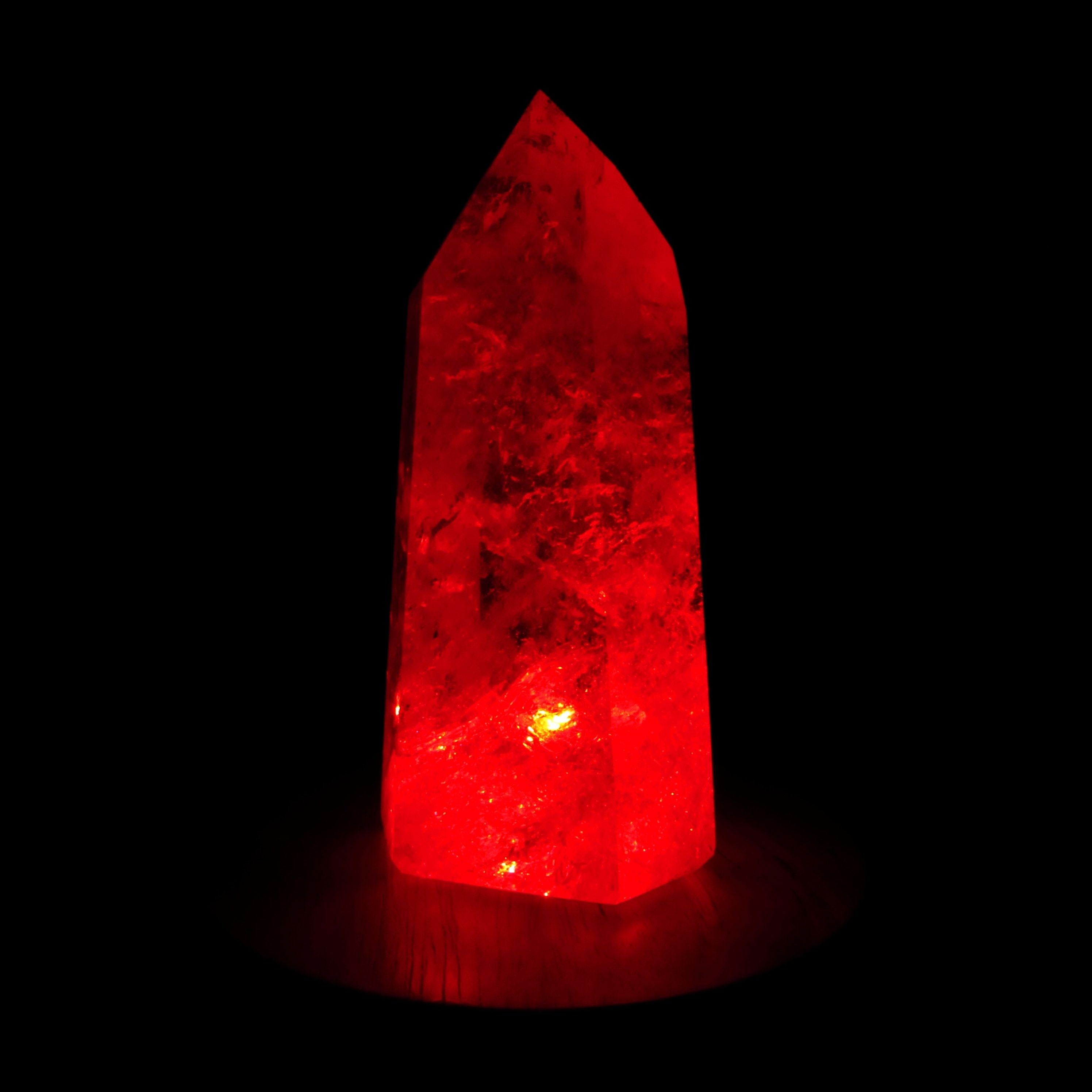 Red illuminated crystal tower