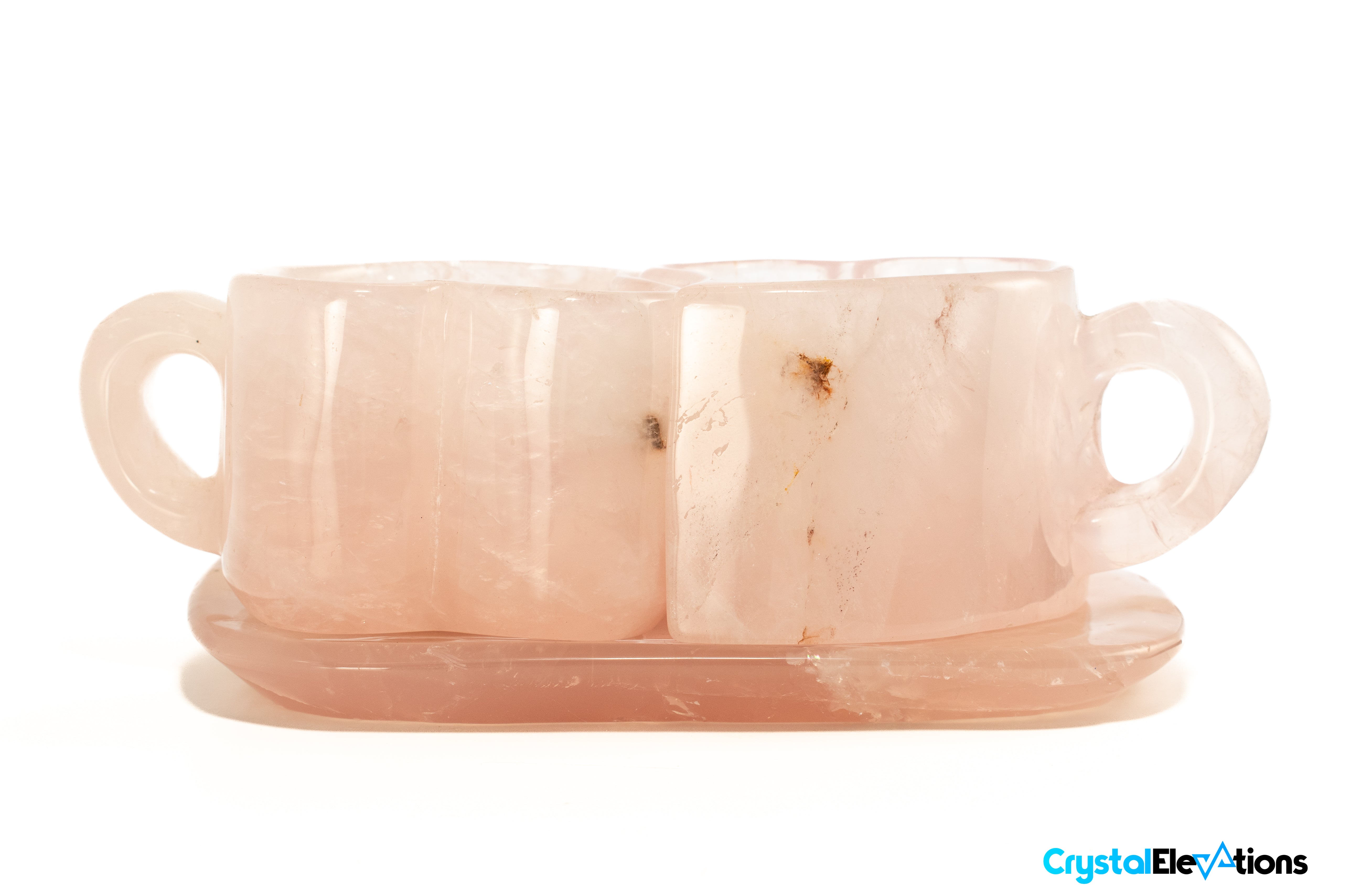Crystal Glass Tea/Coffee Mug | Rose Quartz | 11oz | Gold Finish